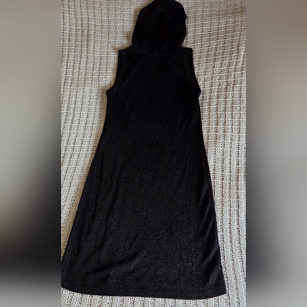 Fiorucci Black Sparkly Dress With Hood Vintage Size S - Picture 8 of 10